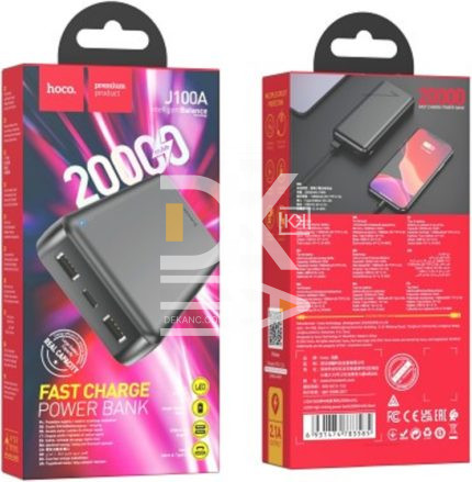 Пауэр банк Hoco J100A 20000мА-ч, USB-C + Micro-USB вход, два выхода USB 5V / 2.1A, LED индикатор