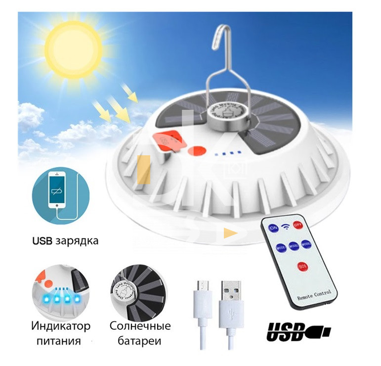 Фонарь для кемпинга пластик. аккумуляторн. YD-1530, USB-шнур, пульт упр., солнечная зарядка подвеска Фонарь для кемпинга пластик. аккумуляторн. YD-1530, USB-шнур, пульт упр., солнечная зарядка подвеска