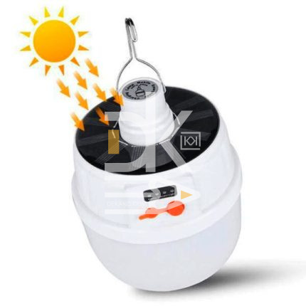 Фонарь для кемпинга пластик. аккумуляторн. YD-1360, USB-шнур, солнечная зарядка, подвеска