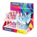 Ручка гелевая Alingar "Единорожка на самол", игольчатый наконечник, корпус прорезин, син. 0,5мм 1/30
