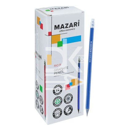 Карандаш ч/г Mazari HB, заточен., дерево., шестигранный., RIO R, 3цв.