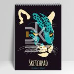 Скетчбук А5, 30л, ПолиграфПринт "Леопард", мягк. обл., на гребне, жестк. подл., перфорация, 160 г/м2