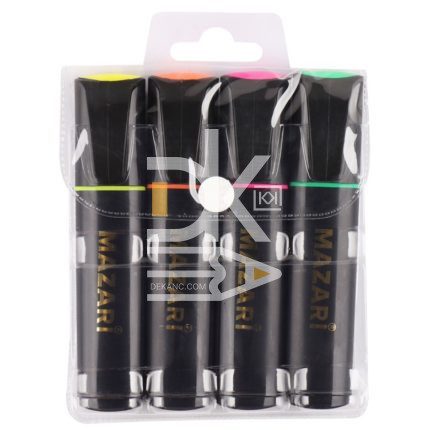 Текстовыделитель Mazari FLUO, 4 цвета (жёлтый, зелёный, оранжевый, розовый), 1-5мм,  1/36