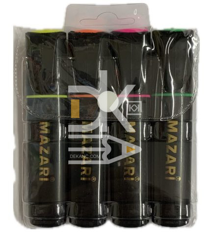 Набор текстовыделителей Mazari FLUO,  4цв., 1-5мм, ПВХ уп., европодвес M-4602