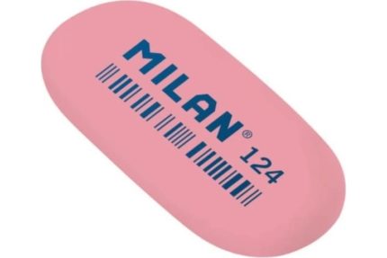 Ластик Milan "124", овальный, синтетический каучук, 49x23x9 мм, цвета ассорти