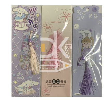 Закладка для книг Maylott "Sakura/Cute", 100*35мм., с линейкой, декоративный шнурок