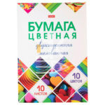 Цветная бумага двусторонняя A4, Hatber, "Мозаика", 10л., 10цв., мелованная, в папке
