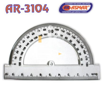 Транспортир 10см, 180° Asmar, пластиковый, прозрачный, печатный