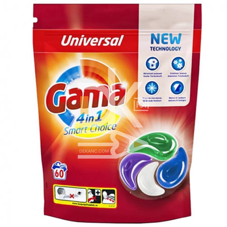 Капсулы для стирки Gama 4 в 1 22г 60шт/уп Капсулы для стирки Gama 4 в 1 22г 60шт/уп