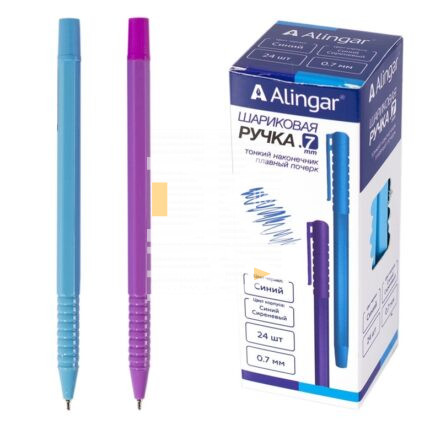 Ручка шариковая Alingar "AL8647" синяя, 0,7мм, цветной пластиковый корпус  1/24
