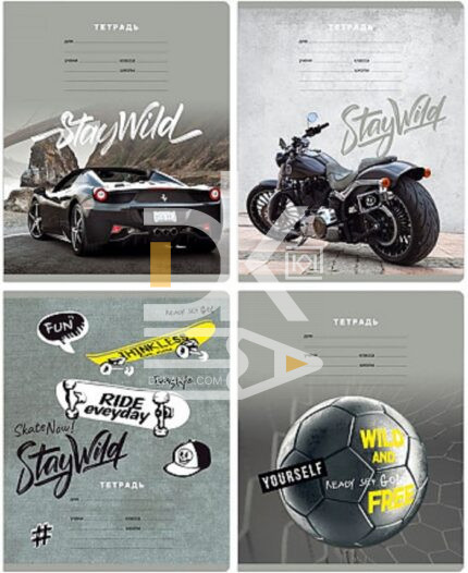 Тетрадь 12л., клетка BG/БиДжи "Stay wild", выборочный лак