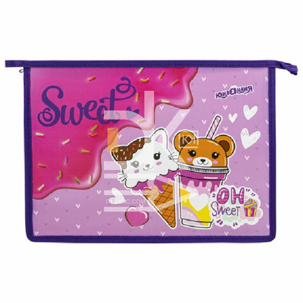 Папка для тетрадей Юнландия А4, 1 отд., на молнии, "Candy friends" пластик Папка для тетрадей Юнландия А4, 1 отд., на молнии, "Candy friends" пластик