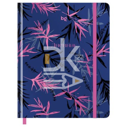 Дневник BG/БиДжи, кожзам тверд. обложка, 48л., 1-11кл., "Leaves" тисн.фольгой печать ляссе на резинк