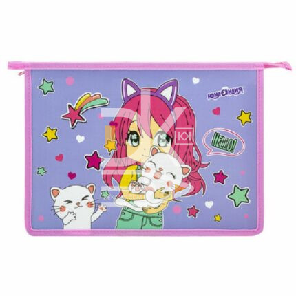 Папка для тетрадей Юнландия А4, 1 отд., на молнии, "Anime hugs" пластик