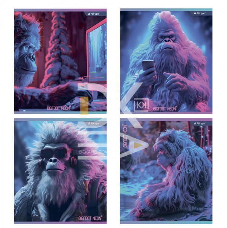 Тетрадь 48л., клетка Alingar "Big foot, Neon" 1/8 Тетрадь 48л., клетка Alingar "Big foot, Neon" 1/8
