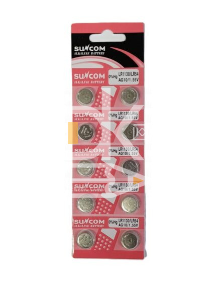 Батарейка часовая Alkaline SuNcom AG10-10B1.55v