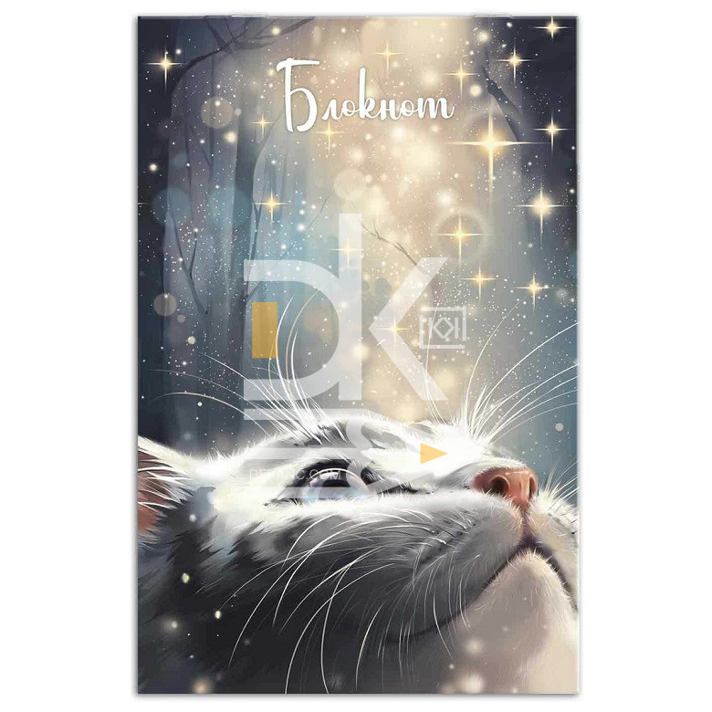 Блокнот, А5, 40л., обл. мягкая., на скрепке, Феникс "КОТ СО ЗВЕЗДАМИ"