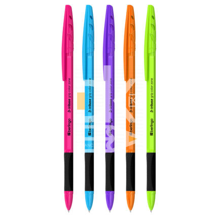 Ручка шариковая Berlingo "Tribase grip color zone" синяя, 0,7мм, грип, ассорти  1/50
