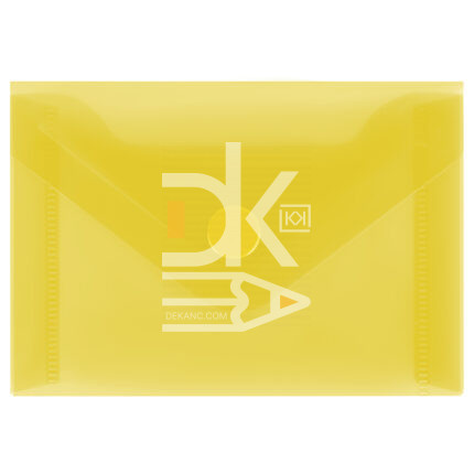 Папка конверт на кнопке СТАММ А7 (74*105мм), 150мкм, полупрозрачная, желтая  1/20
