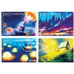 Скетчбук ArtSpace А6, 60л, "Bright world", тверд. подлл., на гребне