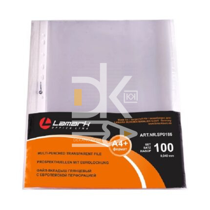 Файлы с перфорацией Lamark, А4+, 40мкм, глянц (100шт.)
