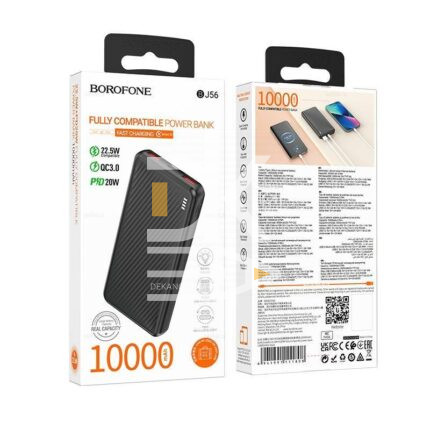 Пауэрбанк Borofone BJ56 10000мА-ч, Type-C + Micro-USB вход, выход USB1Type- 5V / 2.1A, LED индикатор