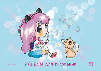 Альбом для рисования 24л., склейка Lamark "Мыльные пузыри", выбор.уф.лак