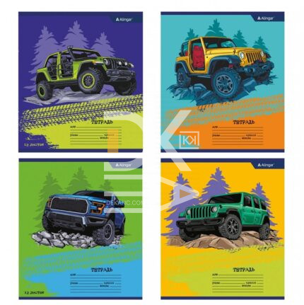Тетрадь 12л., клетка Alingar "Off road" 1/20