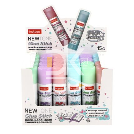 Клей карандаш Hatber NEWtone  15г, дисплей, GS_067211  1/24