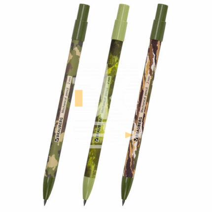 Карандаш механический BRAUBERG PRINT MILITARY 2мм HB цанговый точилкой в ассорт.