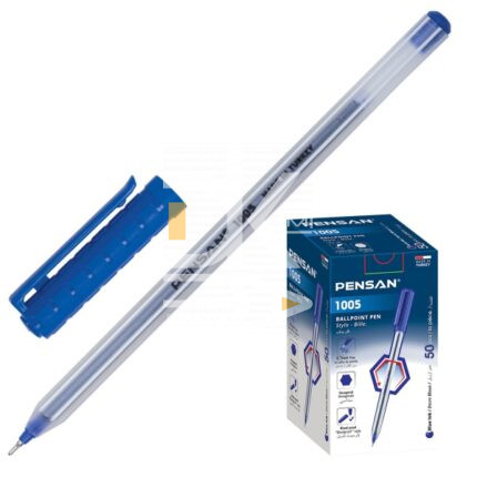 Ручка шариковая Pensan "STYLO-BILLE" синяя, 0,7мм, масляная, шестригранный корпус в белую полоску
