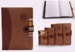 Блокнот А6, 104л., Asmar, AR-258, на кнопке, с ручкой, сшивка, клетка, кожзам 9*15см, коричневый
