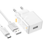 Сетевое зарядное устройство FT-E6002C, быстрая зарядка, 20W, USB-A, 6,5V, 3,0A + кабель 1,2м