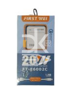 Сетевое зарядное устройство FT-E6002C, быстрая зарядка, 20W, USB-A, 6,5V, 3,0A + кабель 1,2м