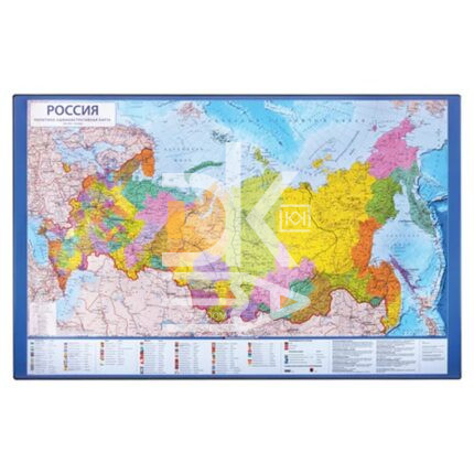 Коврик-подкладка настольный для письма (590х380 мм), с картой России, BRAUBERG