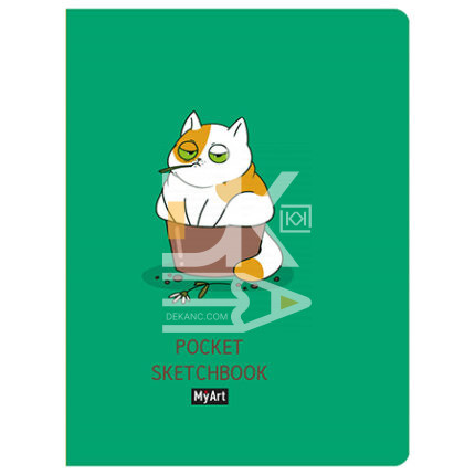 Скетчбук А6, 48л, MyArt. АНИМЕ, "Кот", тверд. обл., на резинке, 120 г/м2