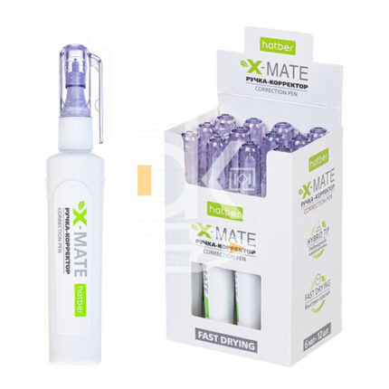 Корректирующий карандаш Hatber, "X-Mate", 06мл, гибридный наконечник  1/12