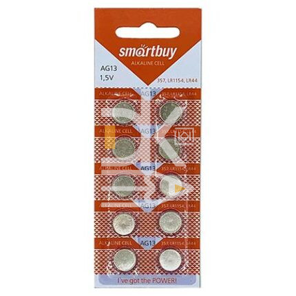 Батарейка часовая Alkaline Smartbuy  AG13/LR44/V13GA   1/10