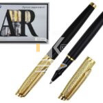 Ручка шариковая Asmar, металл. корп. черный, колпачок золотой с клипом 1мм