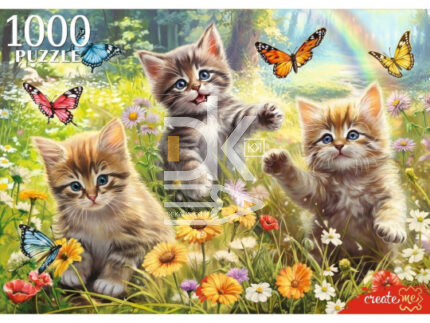 Пазл 1000 эл. Рыжий кот "КОТЯТА И БАБОЧКИ"