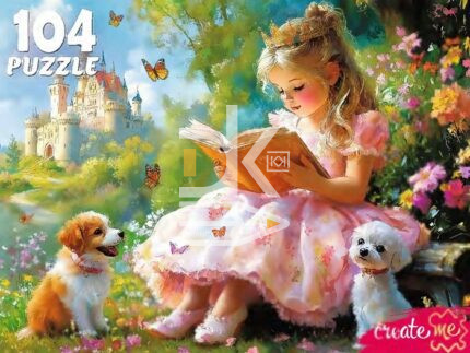 Пазл 104 эл. Рыжий кот "ПРИНЦЕССА С КНИГОЙ В САДУ"