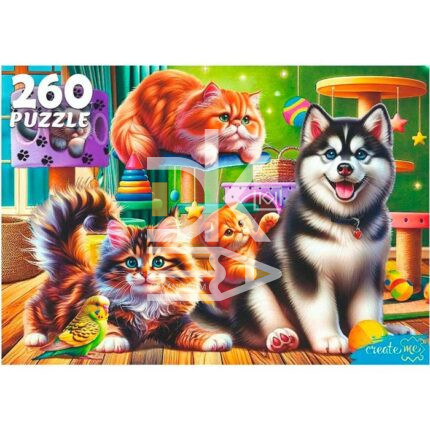 Пазл 260 эл. Рыжий кот "ДРУЖНЫЕ ДОМАШНИЕ ЖИВОТНЫЕ"
