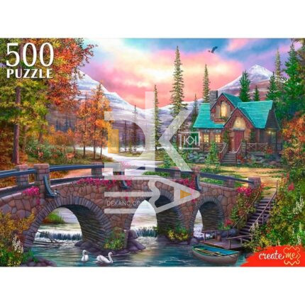 Пазл  500 эл. Рыжий кот "ВОЛШЕБНЫЙ ДОМИК В ГОРАХ"