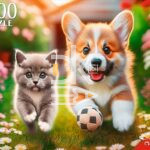 Пазл 1000 эл. Рыжий кот "КОРГИ И БРИТАНСКИЙ КОТЕНОК "