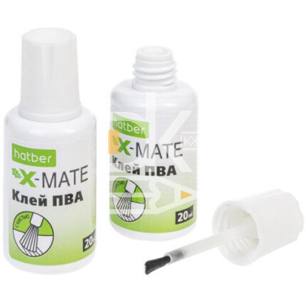Клей ПВА Hatber X-Mate, 20 г с кисточкой