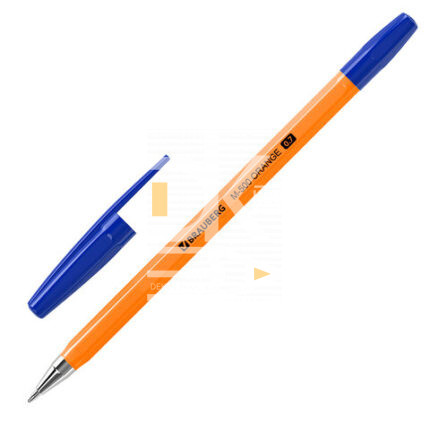 Ручка шариковая BRAUBERG "M-500 ORANGE", СИНЯЯ ассорти., узел 0,7 мм, линия письма 0,35мм