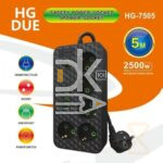 Удлинитель cетевой HG-7505 2500W, 10A, 5розеток+ 4 USB, 1 Type-C 5м с выключателем