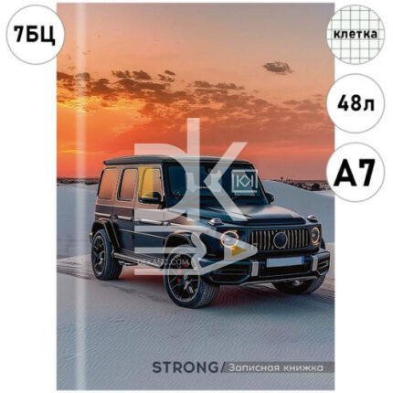 Блокнот, А7, 48л., обл. твердая лак., на сшивке, Проф-Пресс "Черный автомобиль-9"