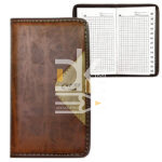 Блокнот А6, 80л., KWELT, сшивка, клетка, кож/з алфавитка, К-34205