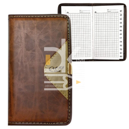 Блокнот А6, 80л., KWELT, сшивка, клетка, кож/з алфавитка, К-34205